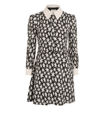 Saint Laurent Star Print Dress, &pound;150, Clothing, Black/Cream, Viscose, Front view