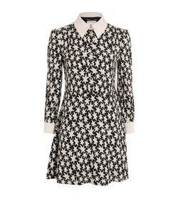Saint Laurent Star Print Dress, Viscose, Black/White, UK 10, 3*