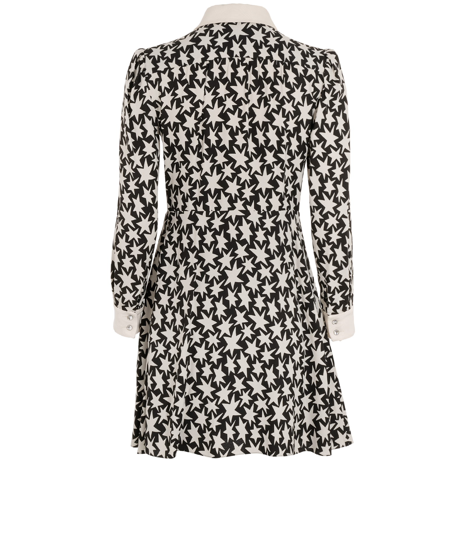 Saint Laurent Star Print Dress, &pound;150, Clothing, Black/Cream, Viscose, Back view