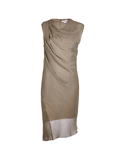 Helmut Lang Ruched Side Dress, Crushed Organza, Grey, UK 8