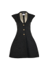 Chanel Buttoned Metallic Collar Dress, &pound;850, Clothing, Grey, Polyester (Polymer)/Silk/Wool, Front view