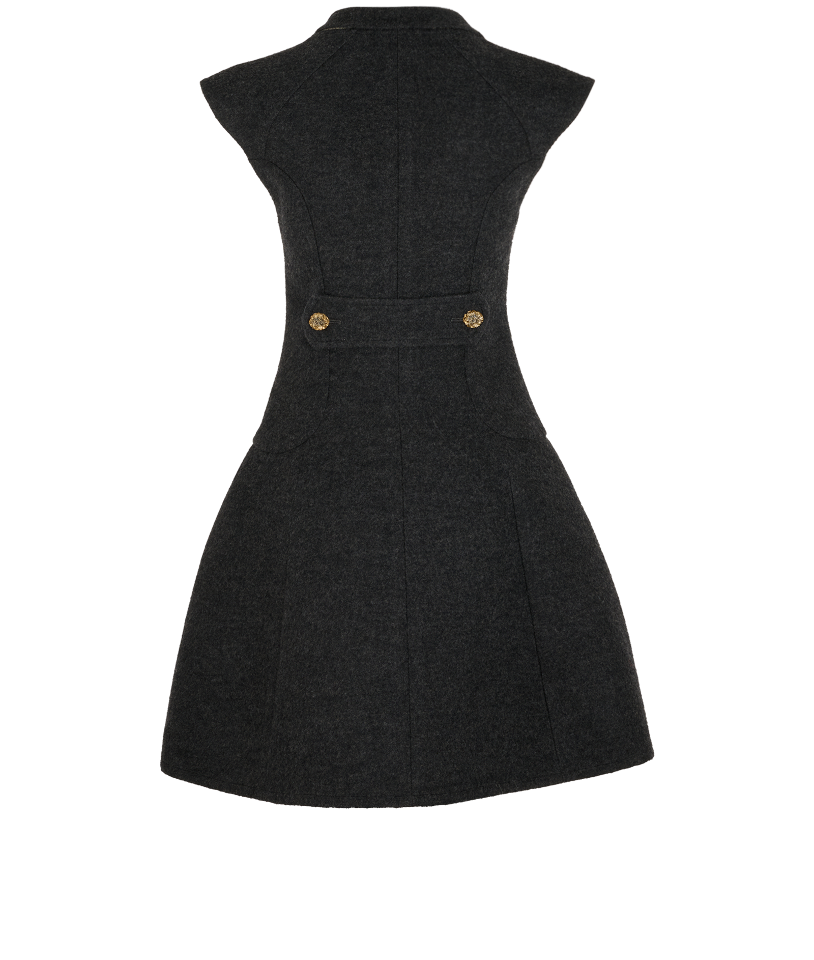 Chanel Buttoned Metallic Collar Dress, &pound;850, Clothing, Grey, Polyester (Polymer)/Silk/Wool, Back view