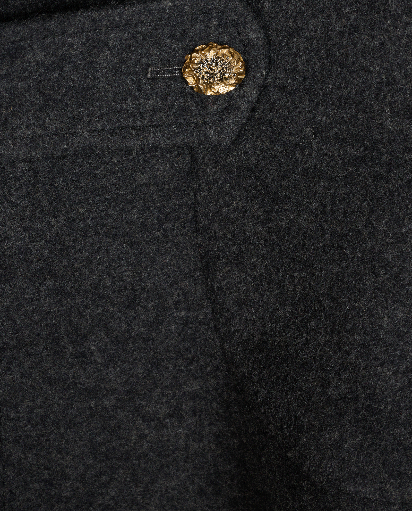 Chanel Buttoned Metallic Collar Dress, &pound;850, Clothing, Grey, Polyester (Polymer)/Silk/Wool, Other view