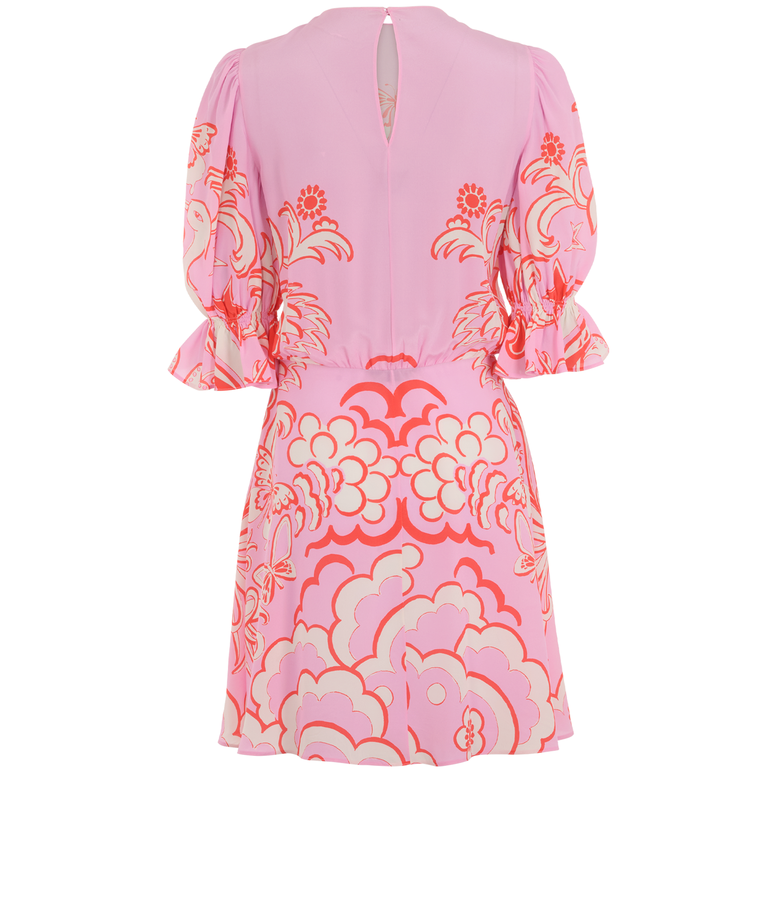 Valentino Birds Print Dress, &pound;250, Clothing, Pink/Red, Silk, Back view