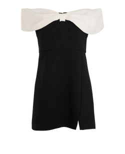 Self-Portrait Bow Mini Dress, Polyester, Black, UK12, 2*