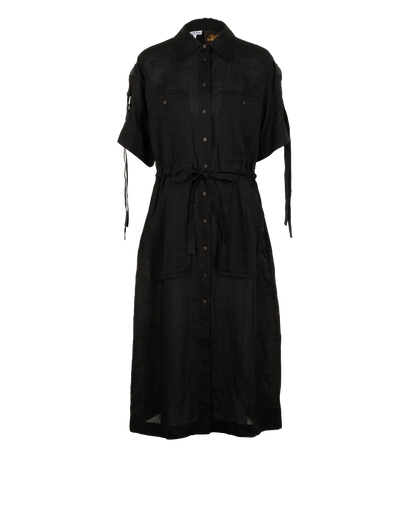 LOEWE Paula's Ibiza Button Up Dress, &pound;250, Clothing, Black, Linen, Front view