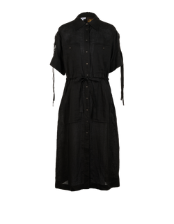 LOEWE Paula's Ibiza Button Up Dress, Linen, Black, Sz L, 2*
