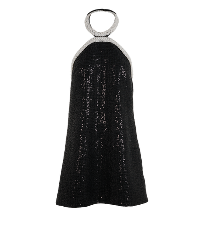 Self Portrait Pearl Trim Mini Dress, &pound;130, Clothing, Black, Polyester (Polymer), Front view