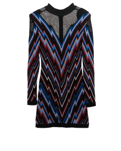 Balmain Geometric Dress, Viscose, Blk/Red, UK12, 2*
