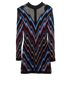 Balmain Geometric Dress, &pound;240, Clothing, Black/Red, Viscose, Front view