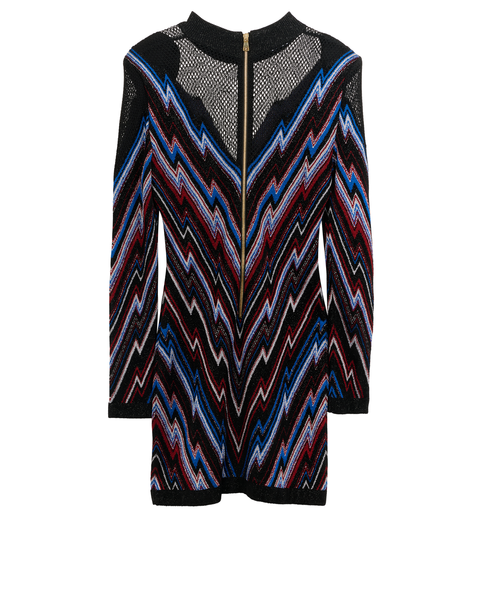 Balmain Geometric Dress, &pound;240, Clothing, Black/Red, Viscose, Back view