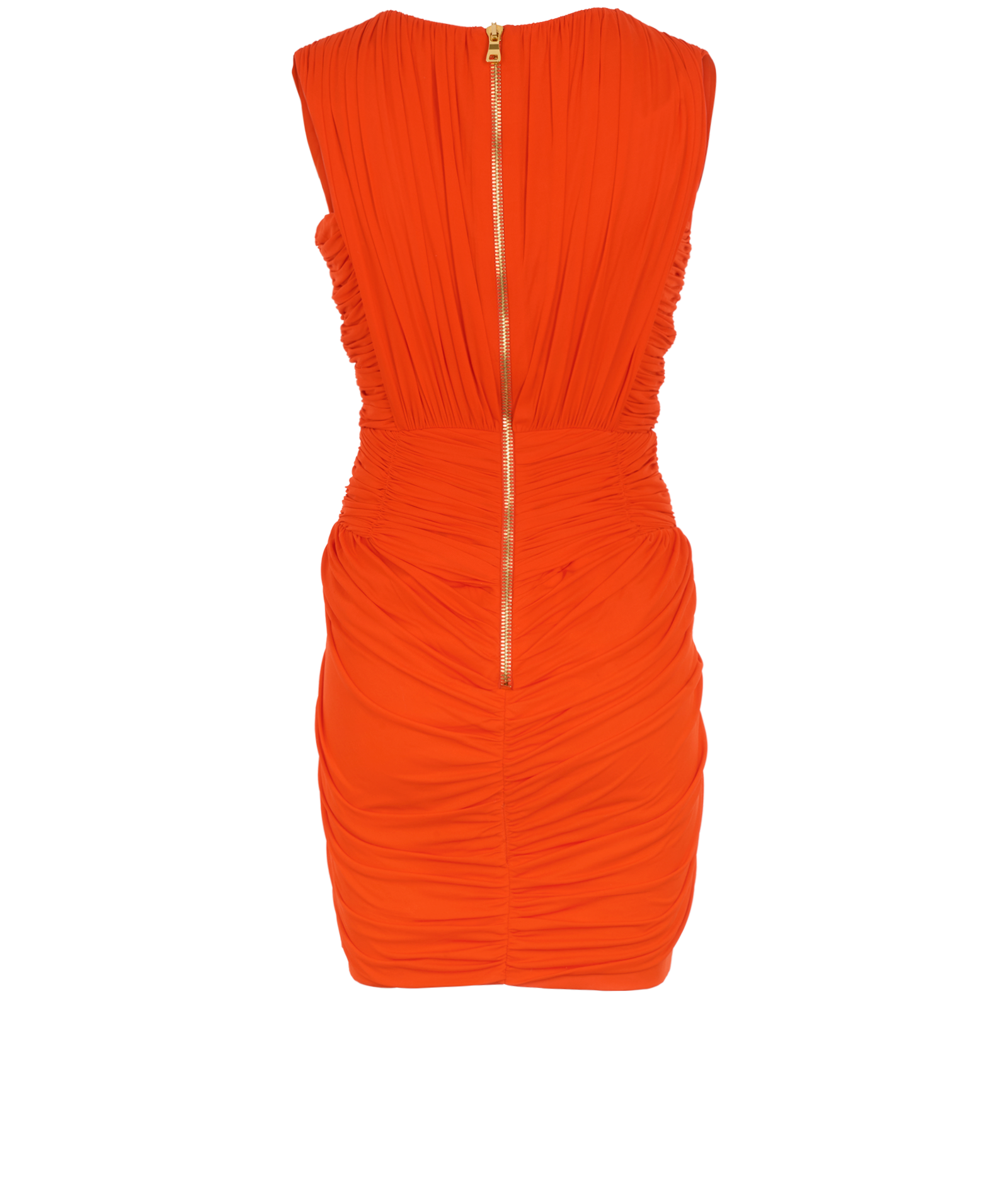 Balmain Ruched Mini Dress, &pound;250, Clothing, Orange, Viscose, Back view