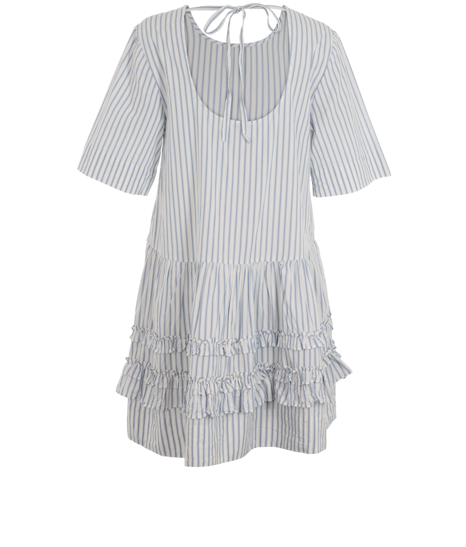 Ganni Striped Mini Dress, &pound;95, Clothing, Blue/White, Cotton, Back view