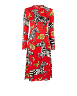 Dolce & Gabbana Zebra Printed Dress, Silk, Red, UK 6, 3*