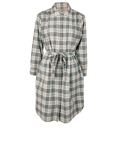 Burberry Button Up Dress, &pound;120, Clothing, Blue/White, Cotton, Front view