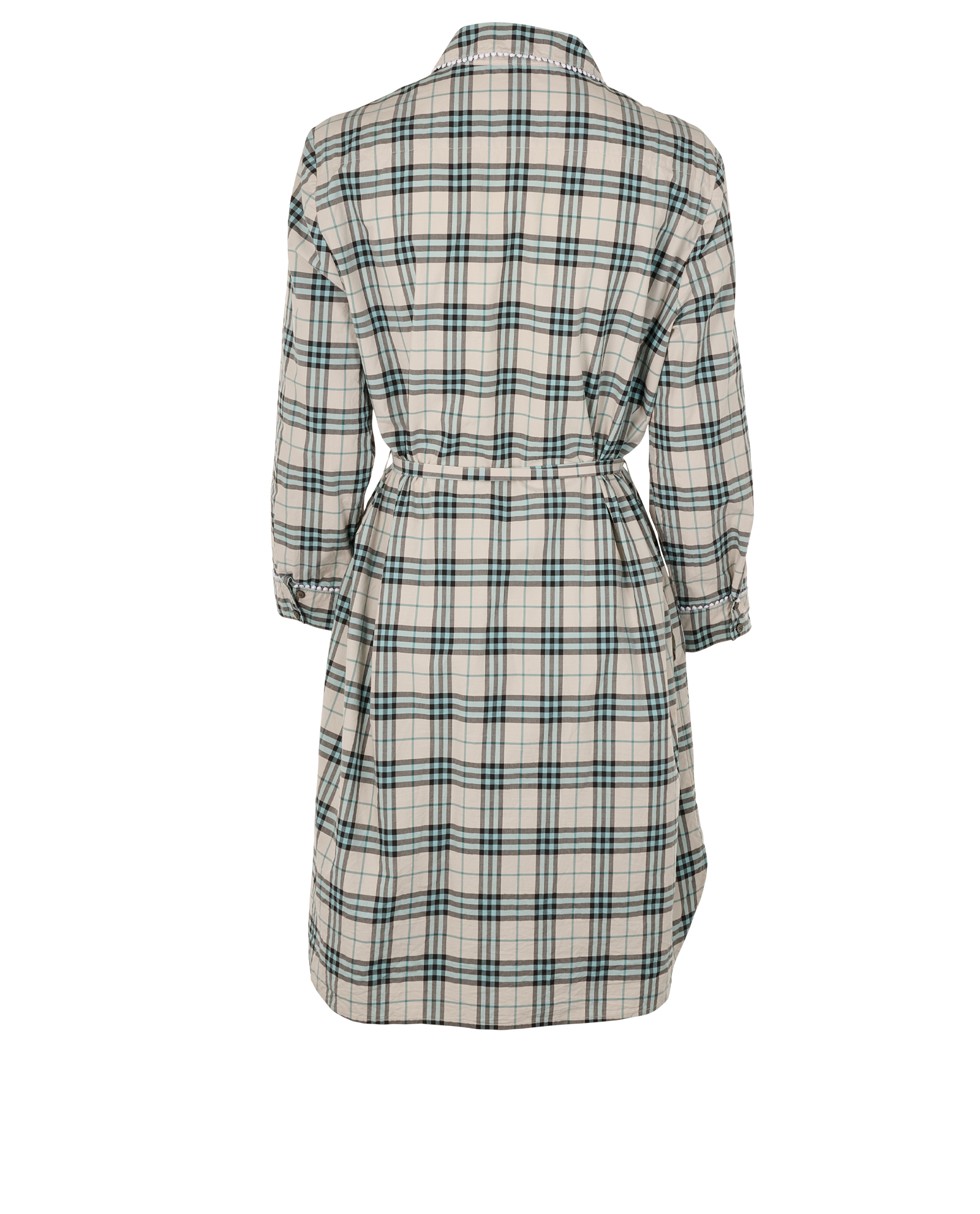 Burberry Button Up Dress, &pound;120, Clothing, Blue/White, Cotton, Back view