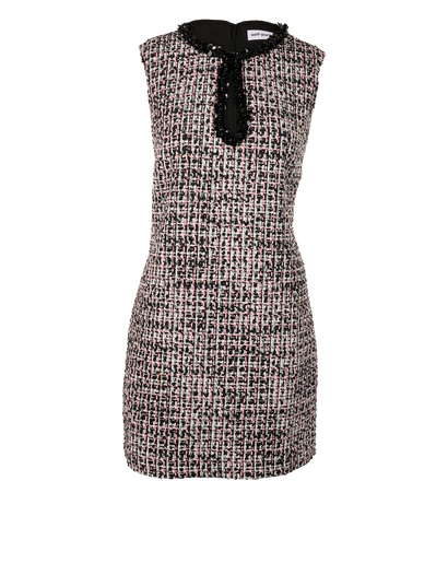 Self-Portrait Embellished Tweed Mini Dress, &pound;110, Clothing, Black/Grey/Pink, Polyester (Polymer), Front view