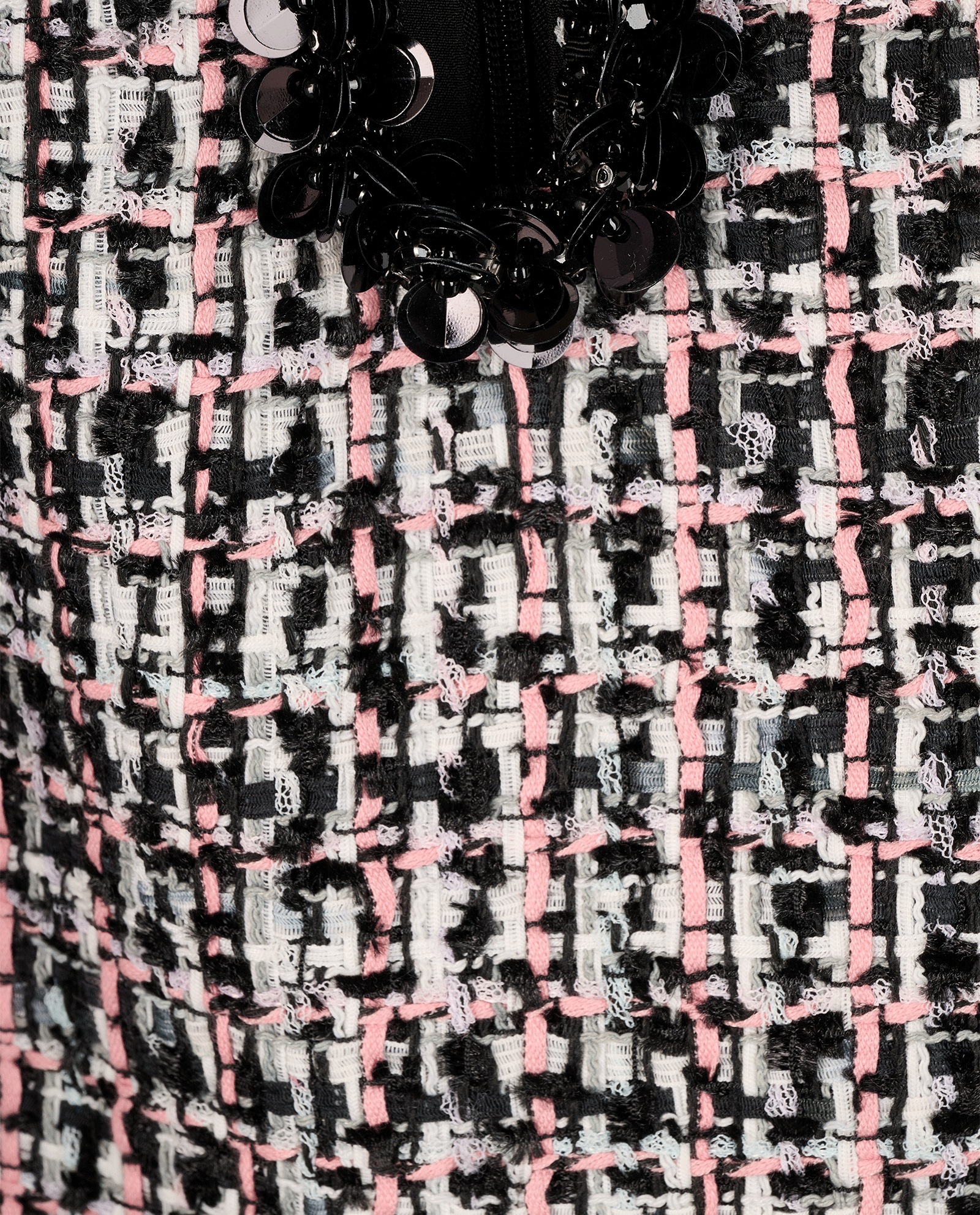 Self-Portrait Embellished Tweed Mini Dress, &pound;110, Clothing, Black/Grey/Pink, Polyester (Polymer), Other view