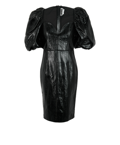Rotate Irina Midi Dress, &pound;80, Clothing, Black, Faux Leather/Polyester (Polymer), Front view