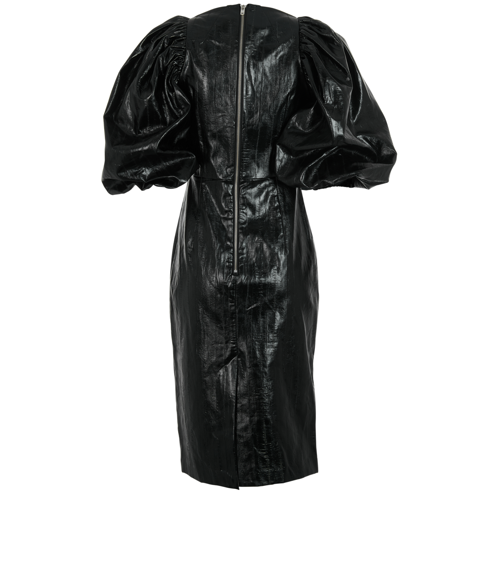Rotate Irina Midi Dress, &pound;80, Clothing, Black, Faux Leather/Polyester (Polymer), Back view