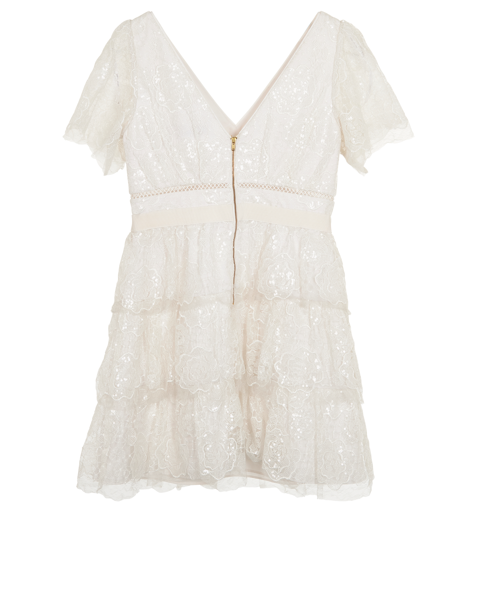 Self Portrait Lace Embellished Mini Dress, &pound;120, Clothing, White, Polyester (Polymer), Back view