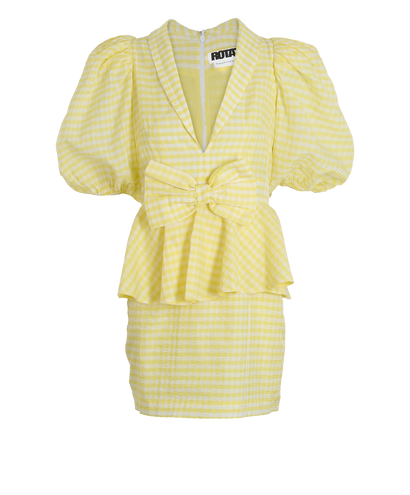 Rotate Mini Bow Detail Dress, &pound;150, Clothing, Yellow, Cotton, Front view
