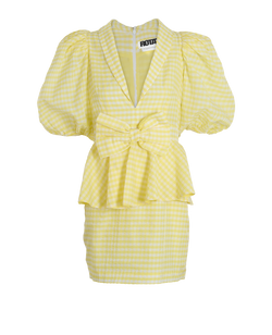 Rotate Mini Bow Detail Dress, Cotton, Yellow, Uk8, 3*