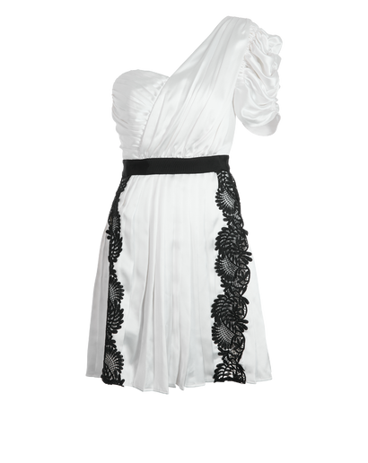 Self Portrait Asymmetric Mini Dress, &pound;110, Clothing, Black/White, Polyester (Polymer), Front view