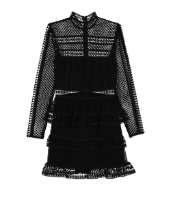 Self- Portrait High Neck Paneled Dress, Polyester, Black, UK10, 2*