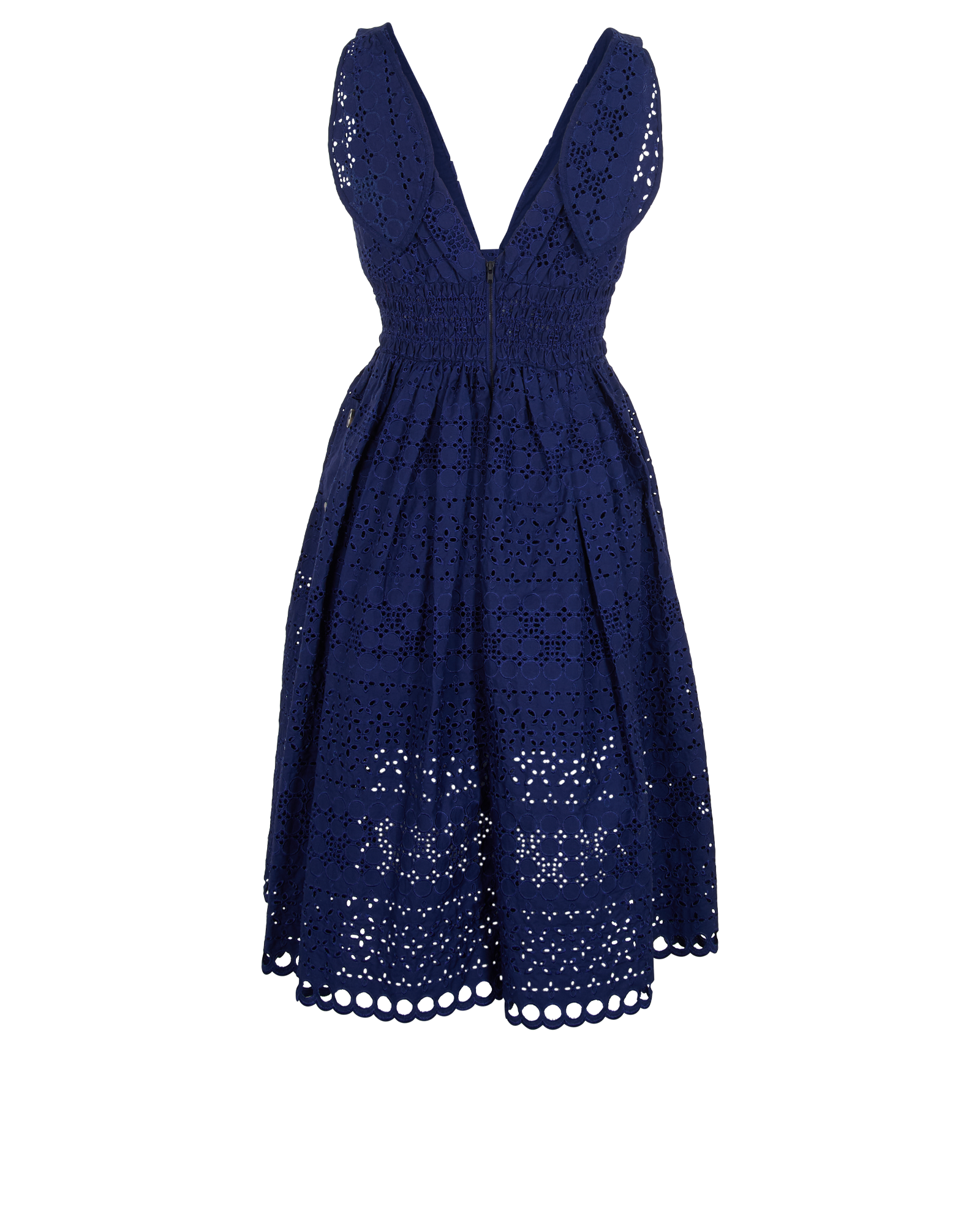 Self-Portrait Tie Shoulde Midi Dress, &pound;130, Clothing, Blue, Cotton/Polyester Mix, Back view