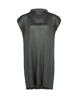 Issey Miyake Pleated Midi Dress, Polyester, Grey, UK S