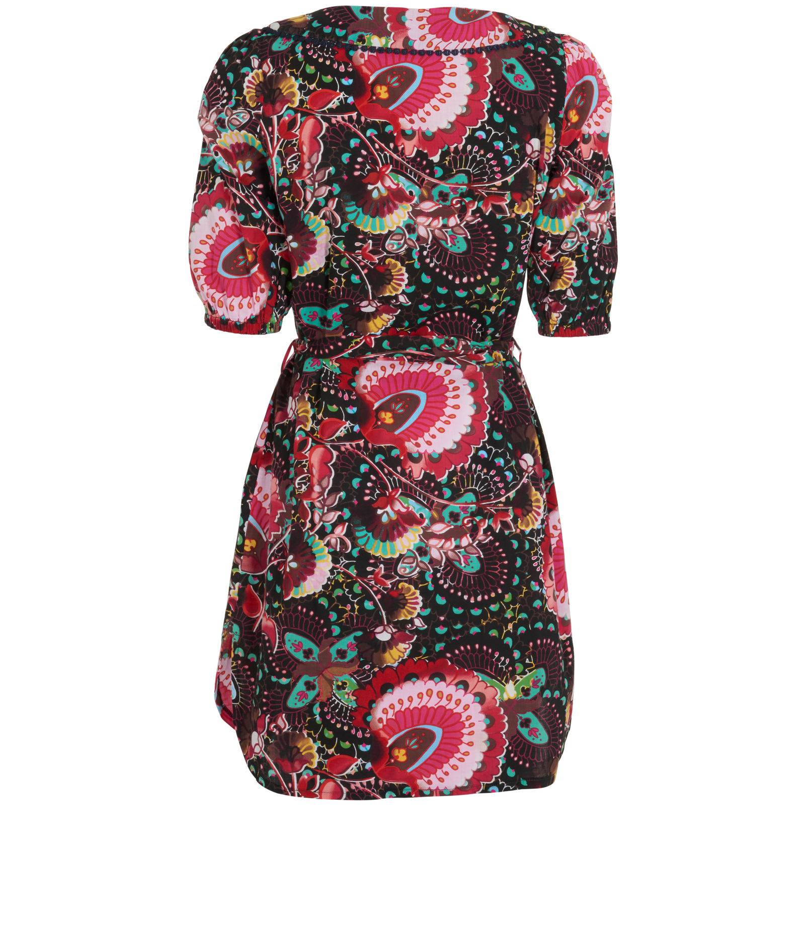 Zimmermann Paisley Tie-Waist Mini Dress, &pound;95, Clothing, Black/Pink, Cotton, Back view