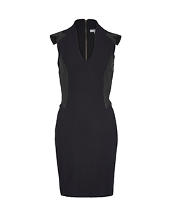 Helmut Lang Panelled Dress, Viscose/Lamb Leather, Black, UK 6