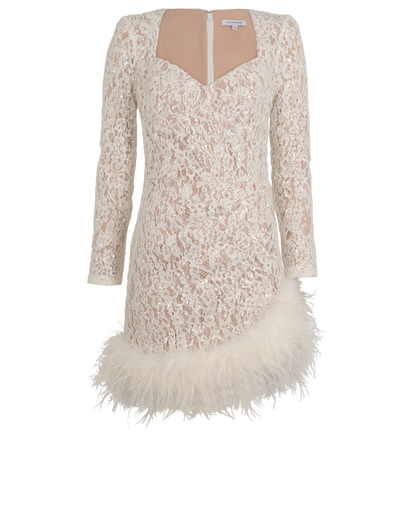 Nadine Merabi Feather Trim Sequin Dress, &pound;150, Clothing, White, Nylon, Front view