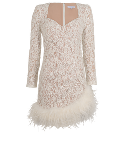 Nadine Merabi Feather Trim Sequin Dress, Nylon, White, UK10, 3*