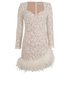 Nadine Merabi Feather Trim Sequin Dress, &pound;150, Clothing, White, Nylon, Front view