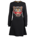 Kenzo Tiger Embroidered Long Sleeve Dress, &pound;70, Clothing, Black, Cotton, Front view
