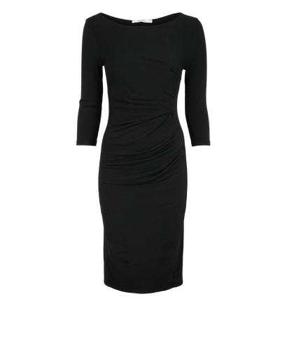 Max Mara Draped Long Sleeve Dress, &pound;95, Clothing, Black, Viscose, Front view