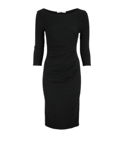 Max Mara Draped Long Sleeve Dress, Viscose, Black, UK 8, 3*