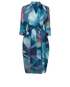 Max Mara Long Sleeve Belted Dress, &pound;150, Clothing, Blue, Silk, Front view