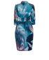 Max Mara Long Sleeve Belted Dress, &pound;150, Clothing, Blue, Silk, Back view