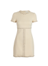 Saint Laurent Studded Short-Sleeve Mini Dress, &pound;150, Clothing, Cream, Wool, Front view