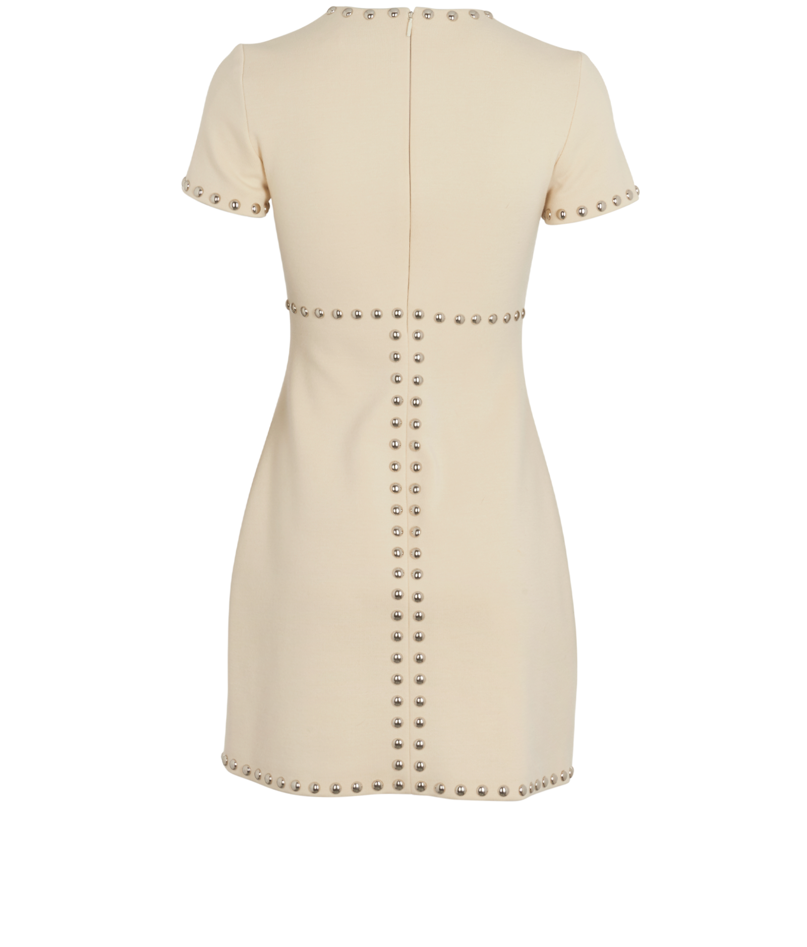 Saint Laurent Studded Short-Sleeve Mini Dress, &pound;150, Clothing, Cream, Wool, Back view
