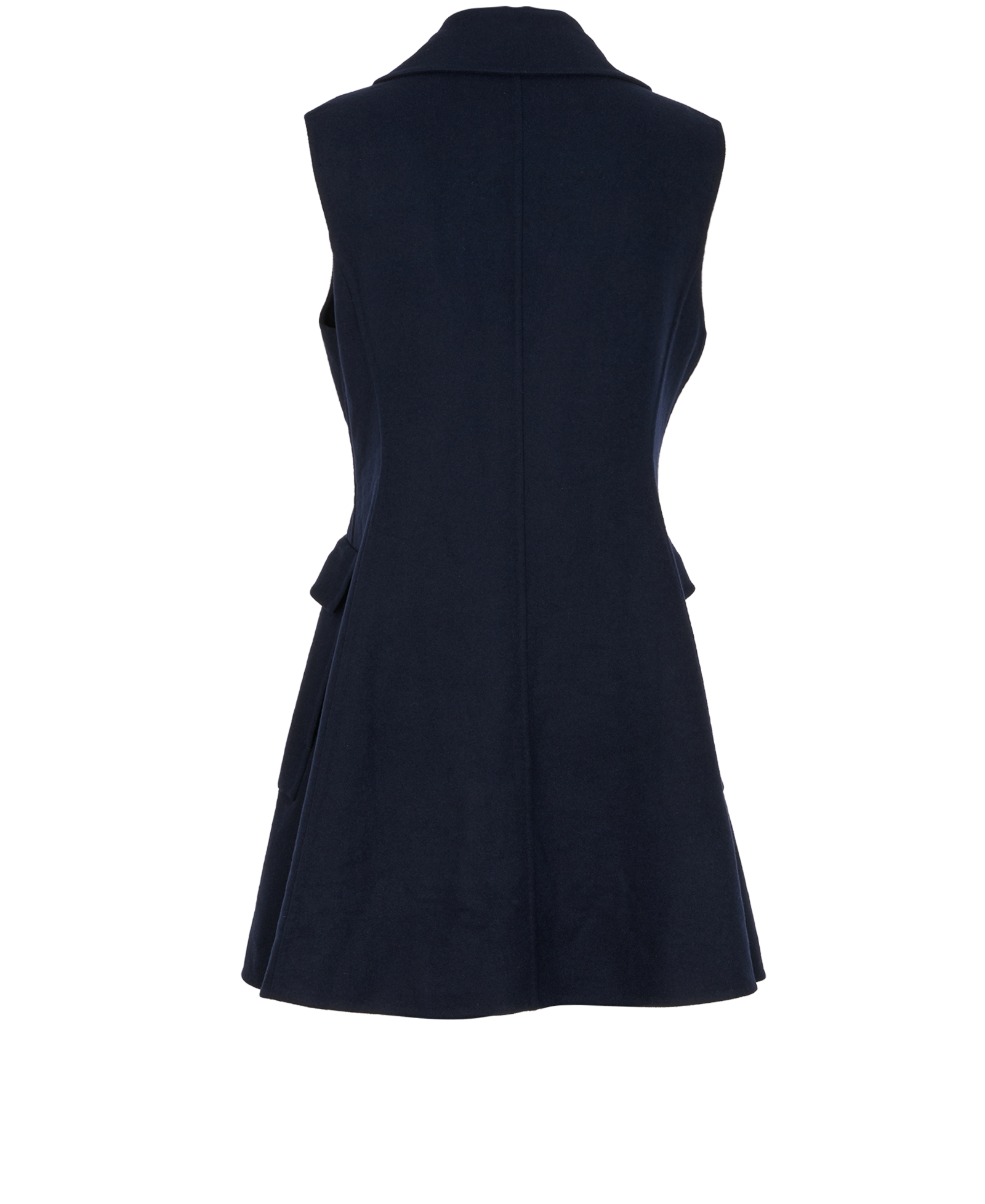 Christian Dior Double-Breasted Sleeveless Blazer Dress, &pound;450, Clothing, Navy, Wool, Back view