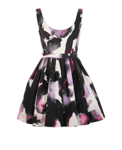Alexander McQueen Abstract Flared Mini Dress, Poly, Black/Purple, UK 8, 1*