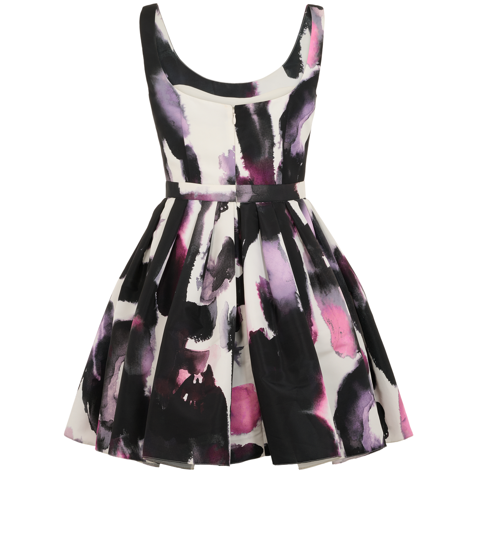Alexander McQueen Abstract Flared Mini Dress, &pound;250, Clothing, Black/Purple, Polyester, Back view