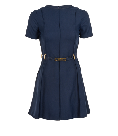 Gucci Elongated GG Belt Dress, &pound;250, Clothing, Navy, Viscose, Front view