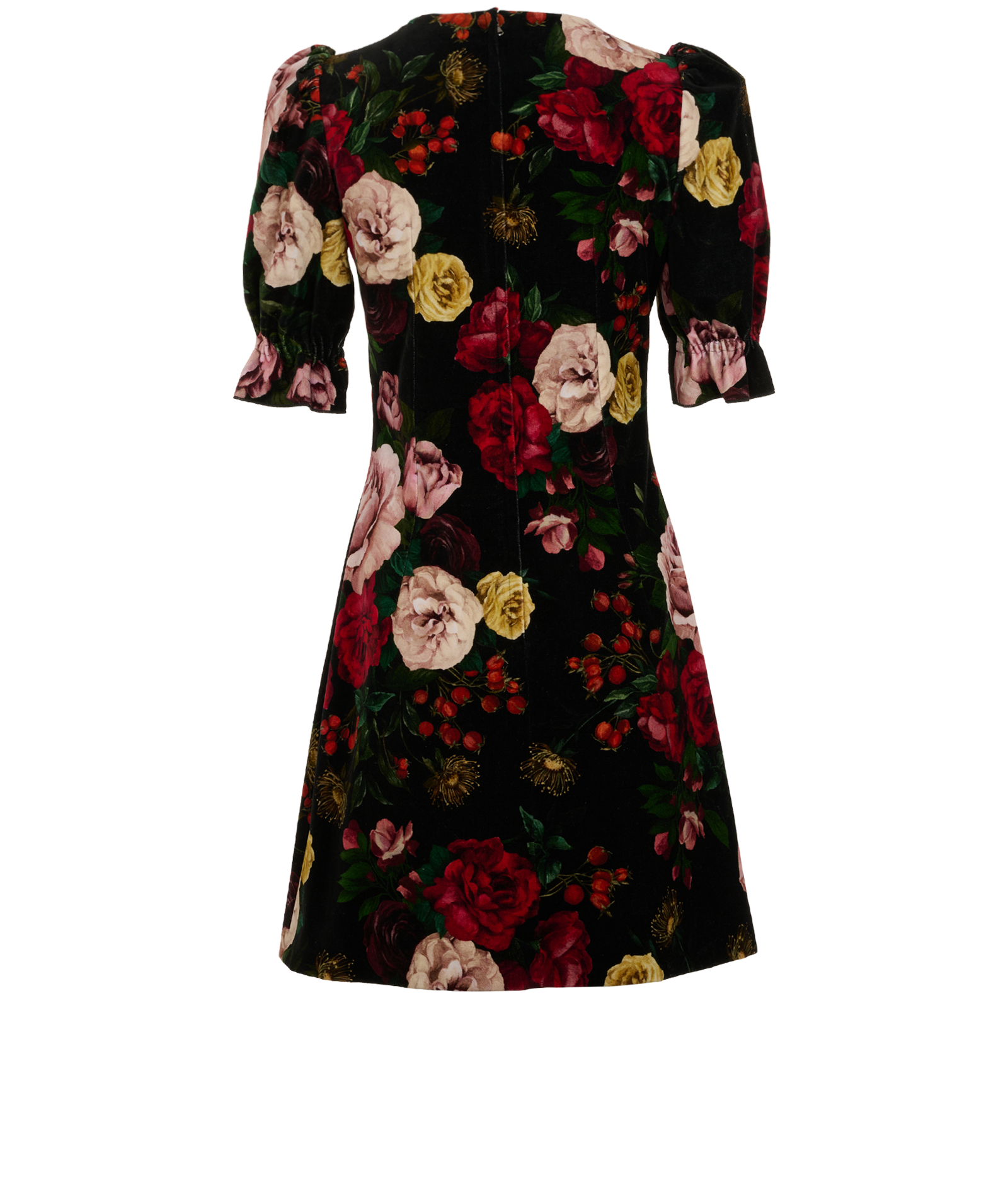 Dolce & Gabbana Floral Mini Dress, &pound;175, Clothing, Black/Green/Red, Cotton, Back view