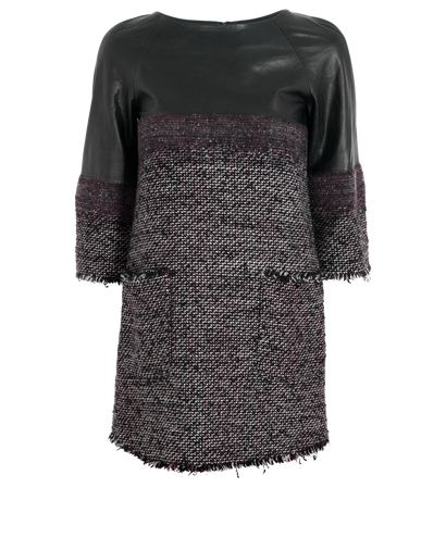 Chanel Front Pockets Tweed Dress, &pound;550, Clothing, Black/Purple, Leather/Wool, Front view