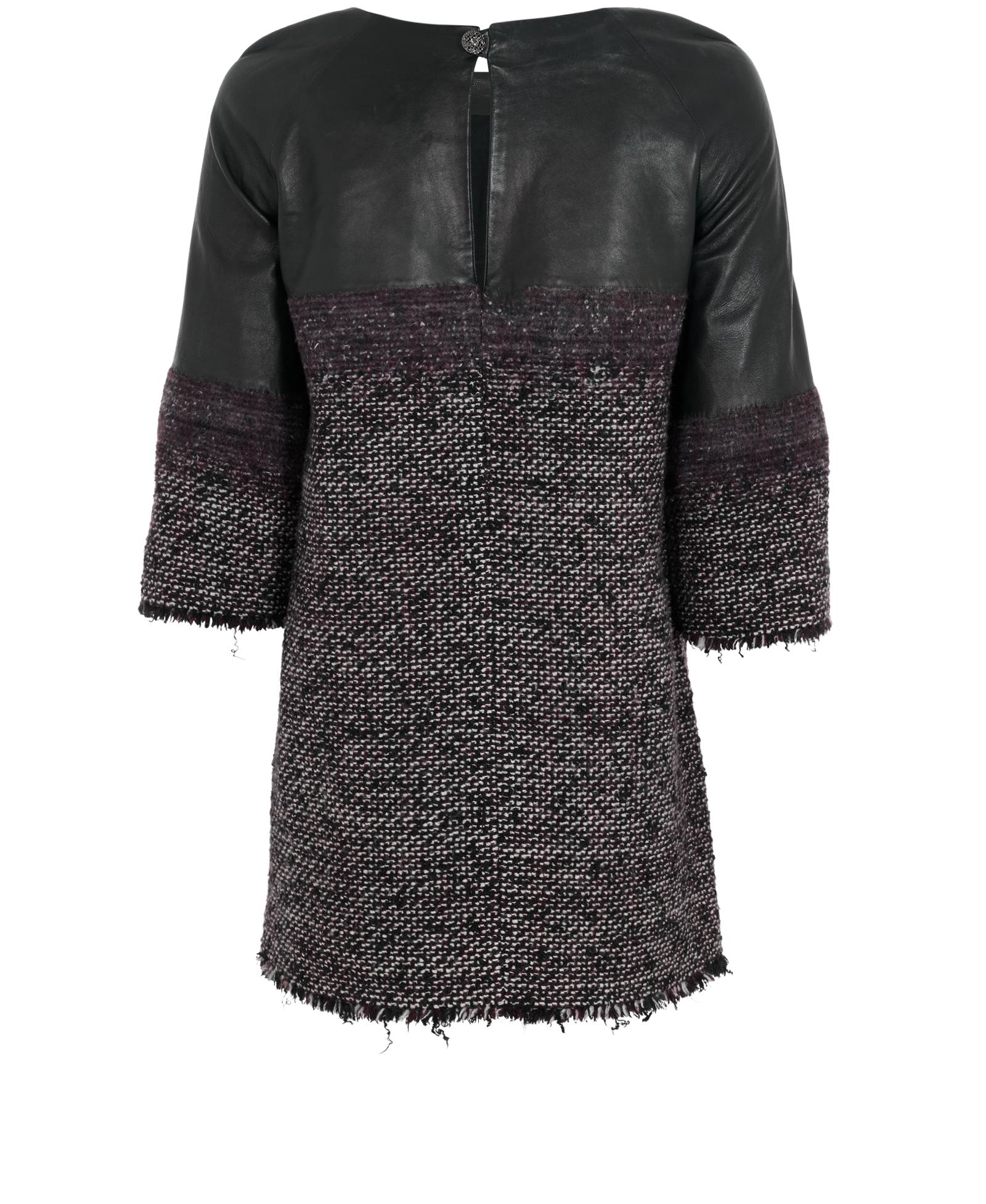 Chanel Front Pockets Tweed Dress, &pound;550, Clothing, Black/Purple, Leather/Wool, Back view